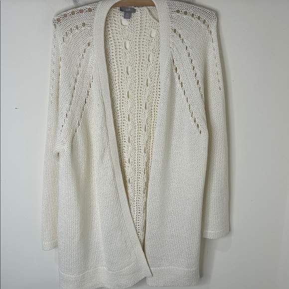 J. JILL Cream Open Knit Long Cardigan Size XL Petite - Picture 15 of 15